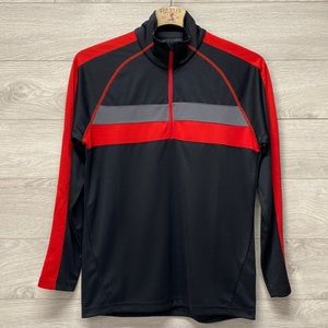 Mens 1/4 Zip Lightweight Pullover Size Medium Black/Red/Grey